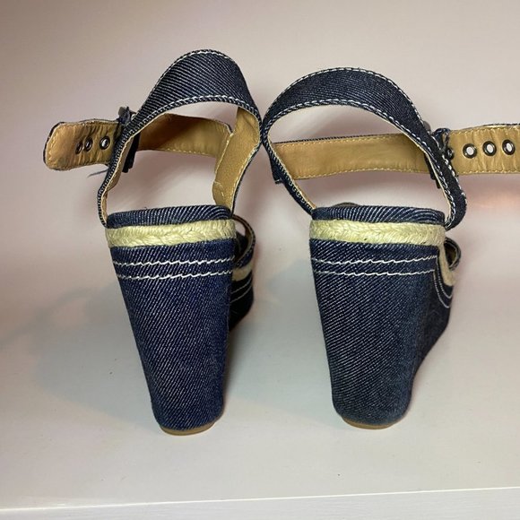Blue Denim Jeans Platform Shoes Sandals size 7 - Picture 5 of 6